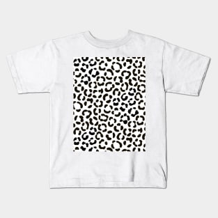 Trendy Black and White Leopard Print Pattern Kids T-Shirt
